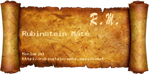 Rubinstein Máté névjegykártya